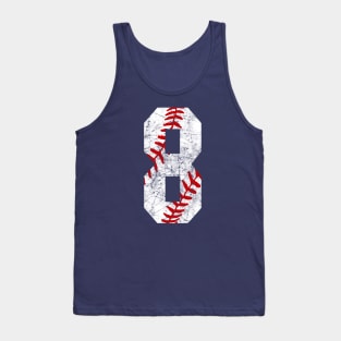 Vintage #8 Baseball Laces Baseball Mom Jersey Love Baseball 8th Birthday T-shirt Tank Top